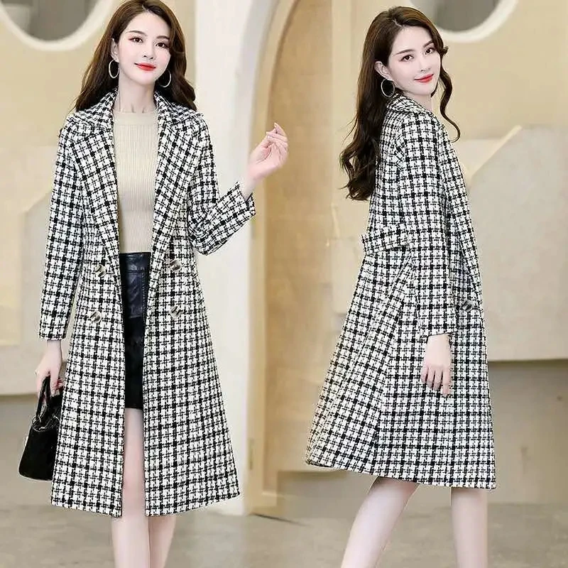 

Mid-Length Plaid Coat Thickened Korean Slim Fit And Thin 2022 Autumn And Winter New Wool Coat Trend Windbreaker Suits Jacket