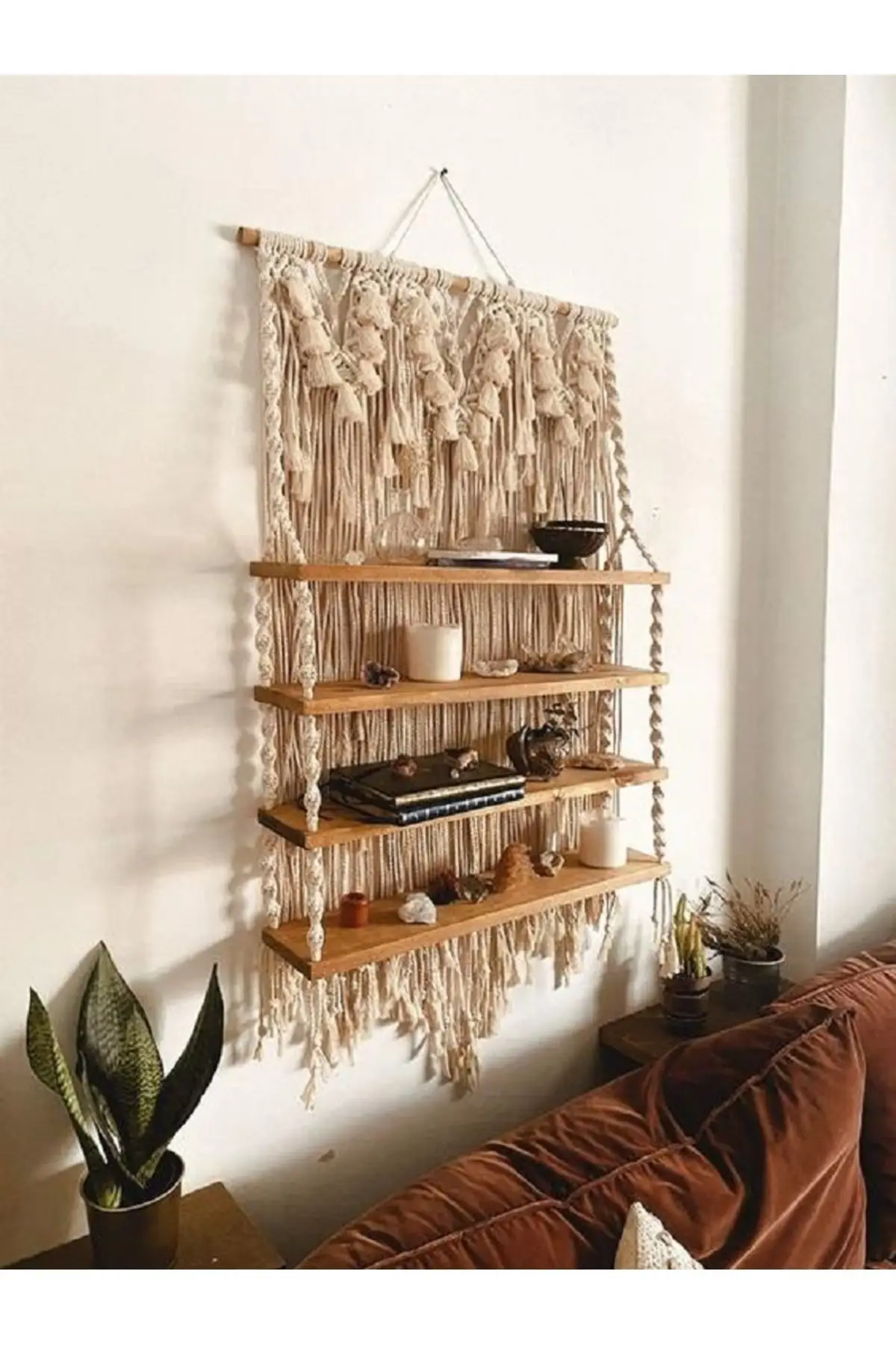 

Macrame Wall Hanging Shelf Handmade 80*160 Cm Bohemian Macrame Shelf Bookcase Wall Decor Home Decor