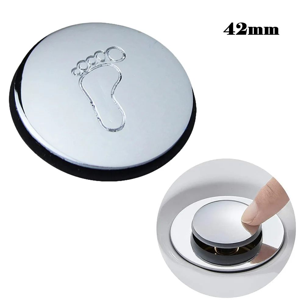 Sink Hole Cover 38mm Metal Chrome Sink Plug Cover Kitchen Bathroom Basin Trim Bath Sink Hole Overflow Cap Waste Plug Cap Easy Pop-Up sink hole cover