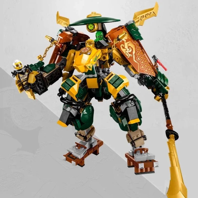 

784 шт., строительные блоки, совместимые с моделями, Shinobi Lloyd and Arin's Team Mechs Double Samurai Robot 88084