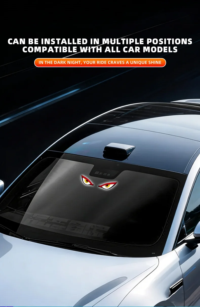 Solar Powered Car Neon Light Wireless Cool DEMON EYE Led Ambient Light Suction Cup USB Rechargeable Atmosphere Breathing Lamp