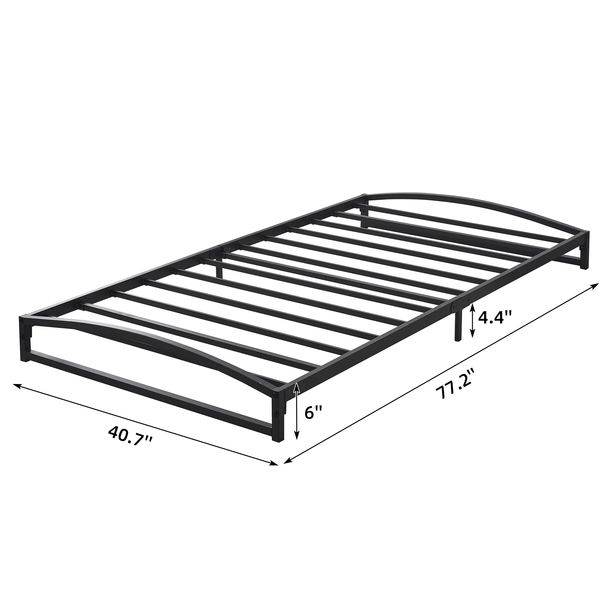 6 Inches High Metal Platform Queen Size Bed Frame, Mattress Foundation, Metal Slat Support, No Box Spring Needed 6