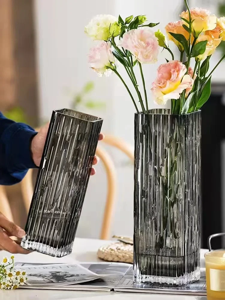 

Flower Square Home Table Transparent Hydroponic Modern Simple Glass Decoration Arrangement Vase Vertical