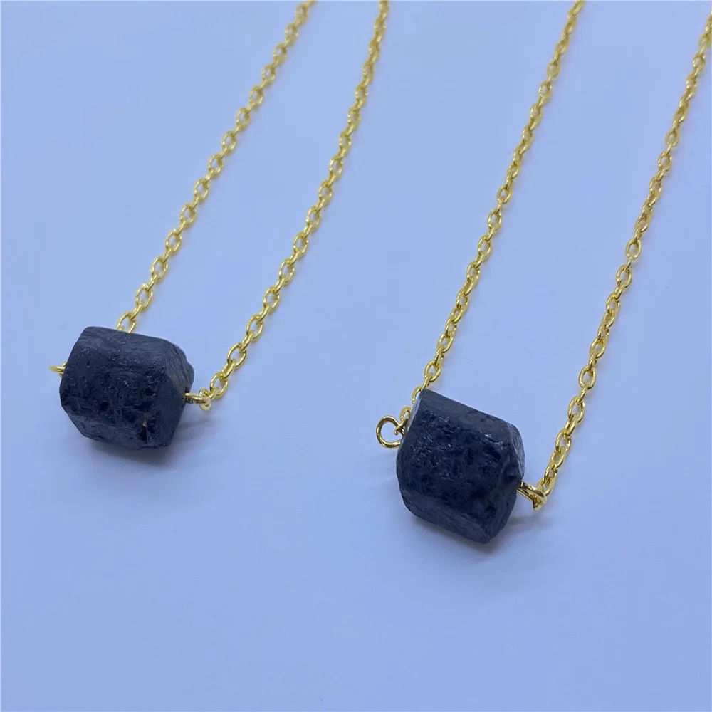 Reiki Irregular Black Tourmaline Necklaces for Woman Men Gold Color 100% Natural Stone Crystal Raw Necklace Healing Jewelry X206 2