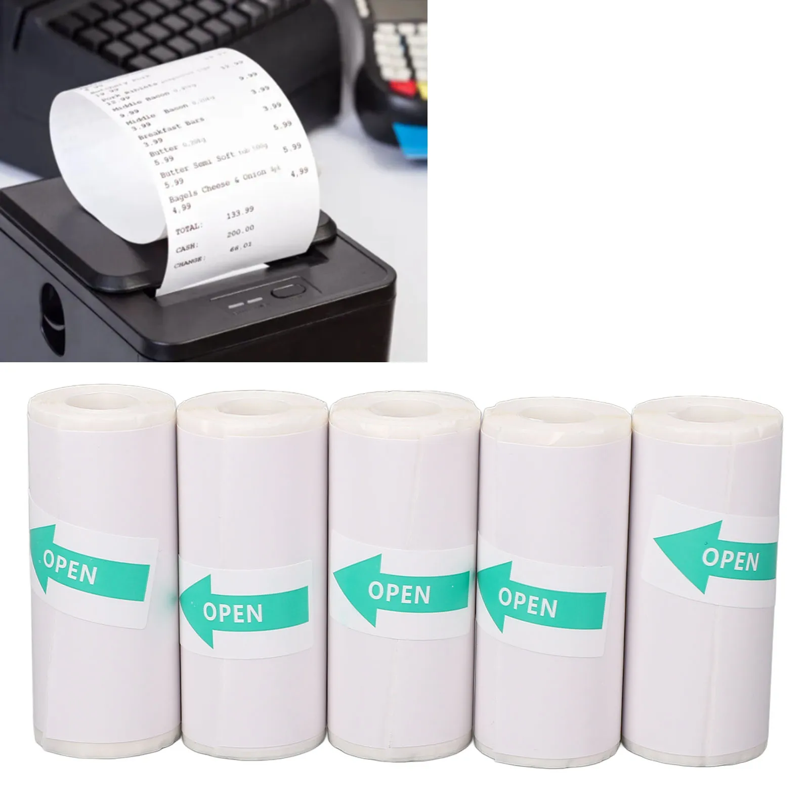 10 롤 열전사 인쇄 용지 57x25mm 휴대용 프린터 카메라 라벨 기계용 PVC 자체 접착 열전사 스티커