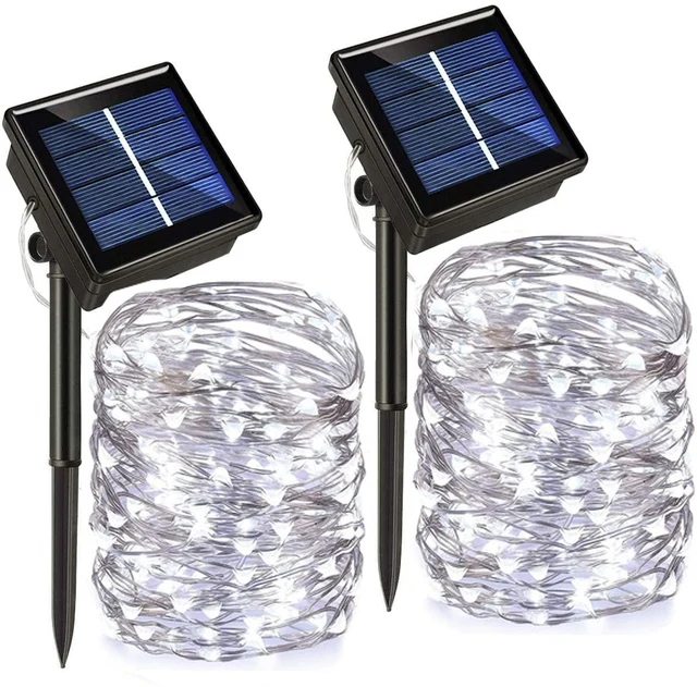 50/100/200/330 LED Solar Light Outdoor Lamp String Lights For Holiday Christmas Party Waterproof Fairy Lights Garden Garland white-2pack