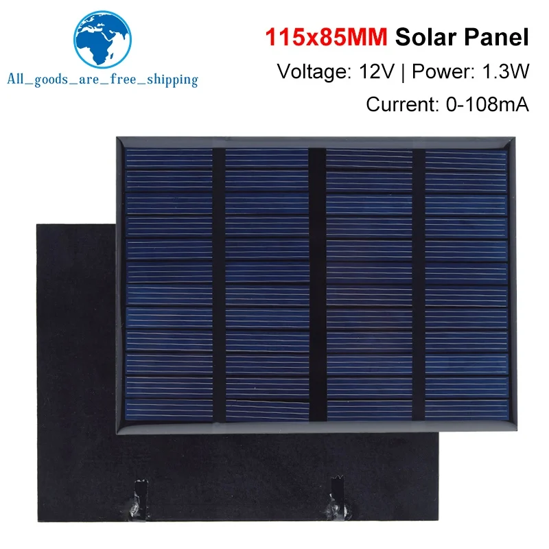 TZT 12V 1,3W 115x85MM Mini-Solarmodul Polycrystallines Silizium DIY Batterie-Lademodul Solarzellen-Ladeplatte