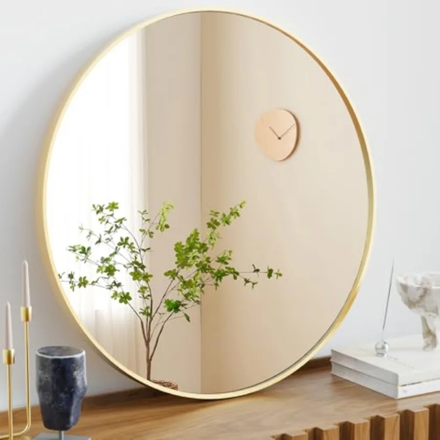 Gold Round Wall Mirror 28 Inch Bathroom Mirrors for Over Sink Wall Decor for Bathroom Entryway Bedroom Vanity