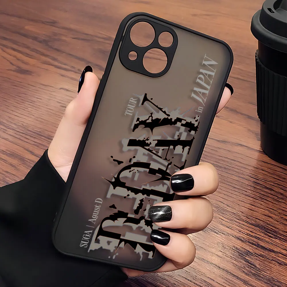 thumbnail image 1 of Threebase-funda de teléfono Suga D-DAY Samsgun, carcasa trasera transparente mate para iPhone 15, 14, 13, 12, 11, Mini Pro Max, X, XR, XSMax, 7, 8 Plus, 1 of 4