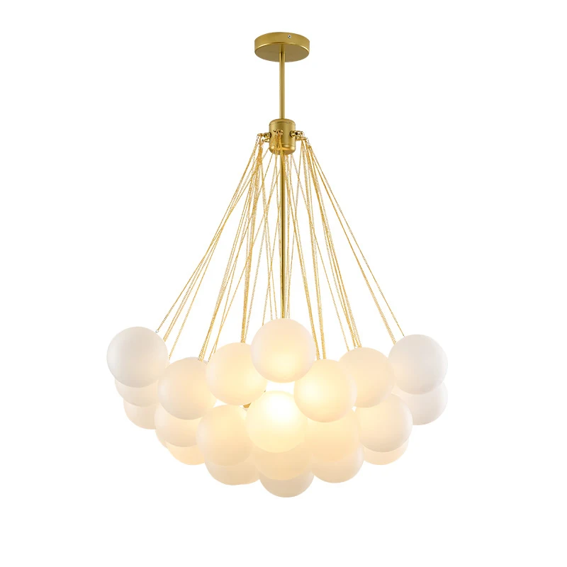 Nordic Frosted Glass Ball Chandelier for Dining Living Room Decoration Gold Black Bubble LED Pendant Lights Hanging Lamp 2