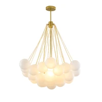 Nordic Frosted Glass Ball Chandelier for Dining Living Room Decoration Gold Black Bubble LED Pendant Lights Hanging Lamp 2