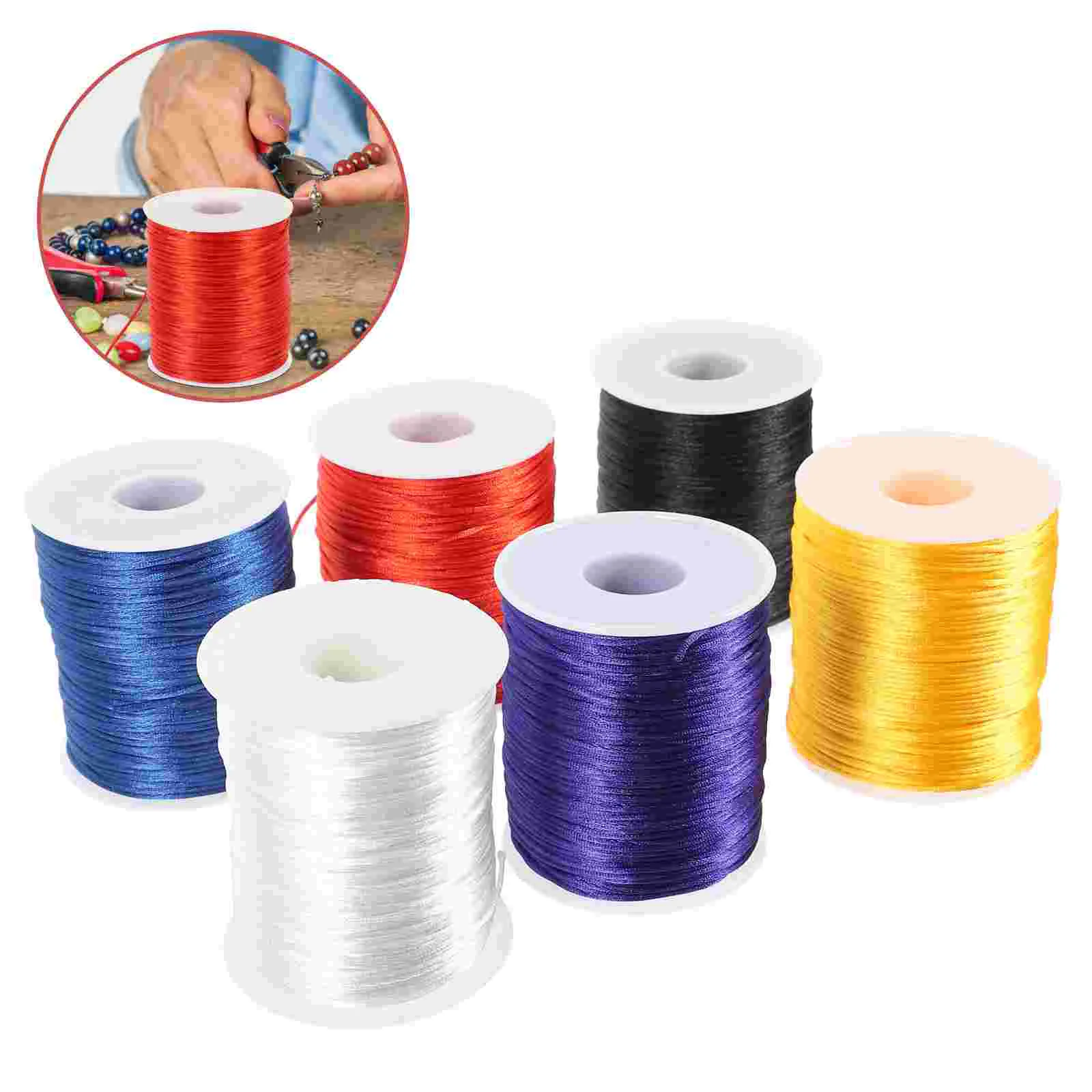 

6 Rolls Polyester Cord Crochet Yarn Crocheting Thread Chunky Knitting Embroidery Bobbin Tatting Colored