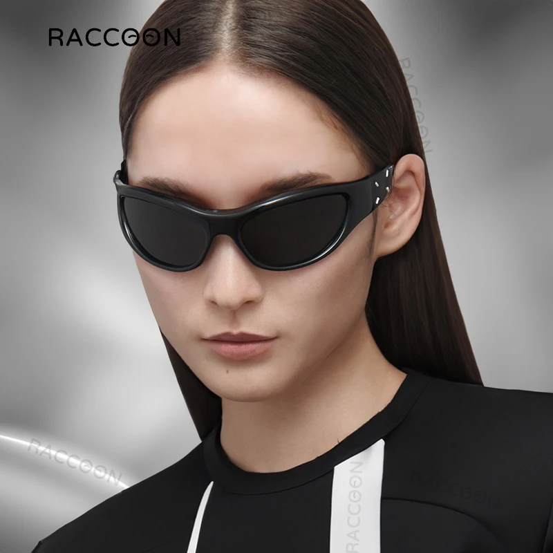 LUVATRAM singleriders backrush系00s Y2K DQbhzh Wrap Around Y2K Sunglasses for Women Men Trendy Rimless