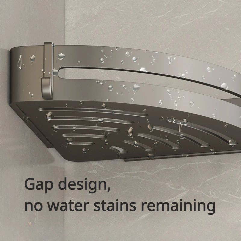 Bathroom corner shelf Wall Mounted Aluminum Organizer with Hook Towel Bar No Drill Storage Rack