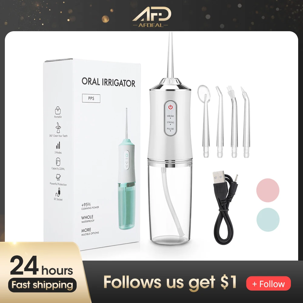 Oral Irrigator Portable Water Flosser Thread 220ML Dental Water Jet