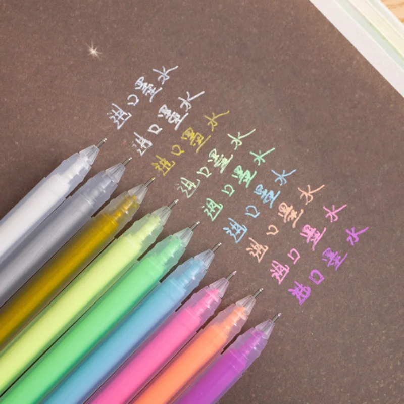 카와이 문구 컬러 젤 펜, 0.7mm, 학생 마커, 사무실 문구 하이라이트 펜, 대용량, 9 개/세트