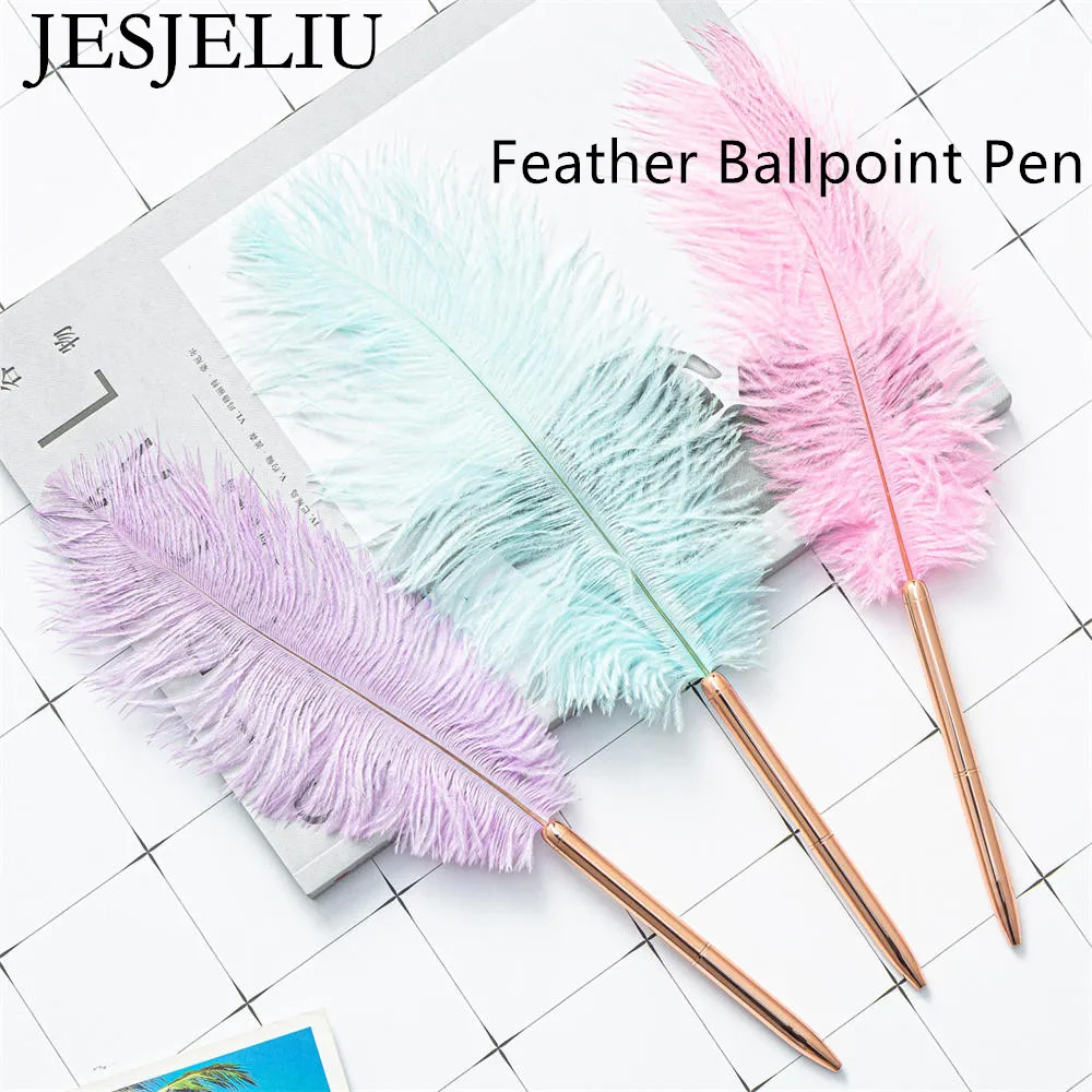 1PC Multicolor Feather Ballpoint Pen Fountain Pen Metal Handle Wedding Christmas Gifts Novelty Stationery School Office Supplies