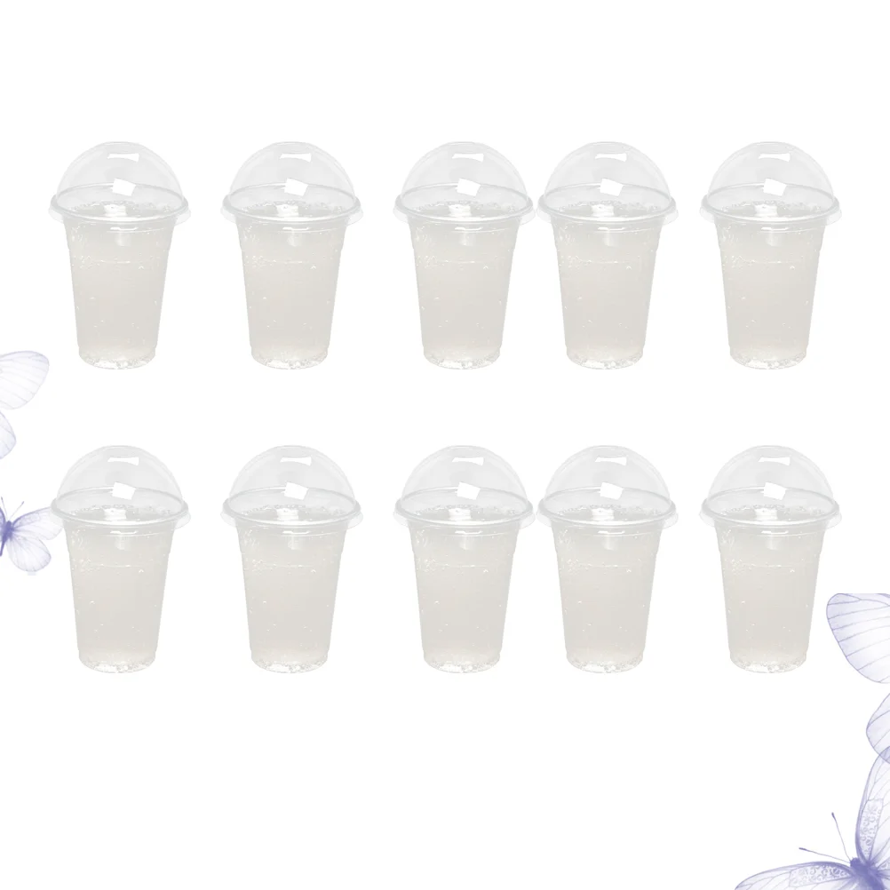 50 Pcs 500ml Disposable Clear Plastic Cups With Hole Dome Lids For Tea Fruit Juice Milk Tea With Covers plastic cups
