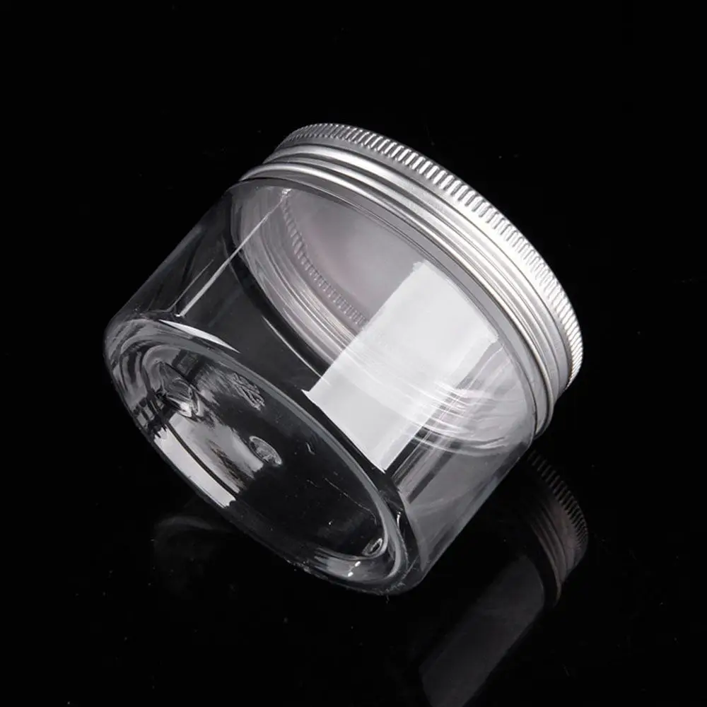 1PC 30-250ml Aluminum Cap Cosmetic Tin Pot Lip Balm Jar Oil Wax Transparent Plastic Empty Bottle Home Container Storage Bottles