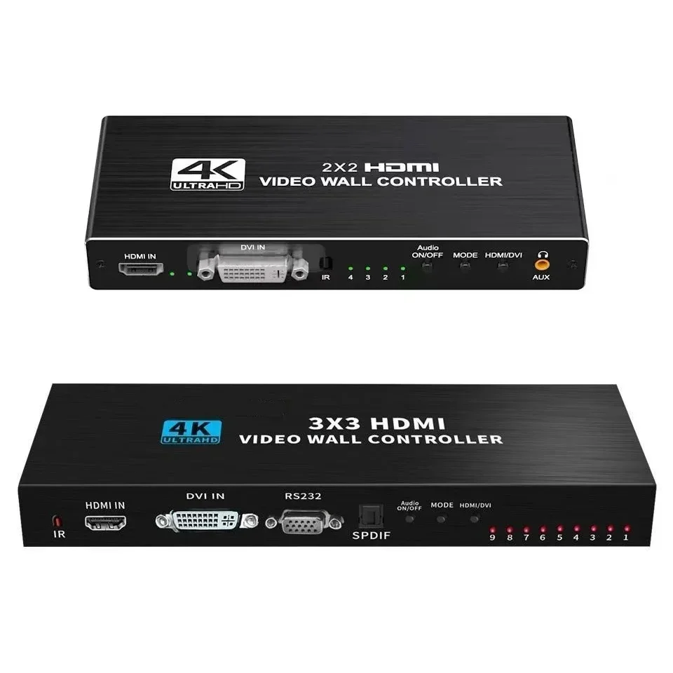 4K 2x2 HDMI 비디오월 컨트롤러 3x3 HDMI DVI 비디오월 프로세서 1X2 1X4 1X3 2x3 3x2 4X2 2 3 4 6 8 9 멀티 스크린 TV 스플라이서