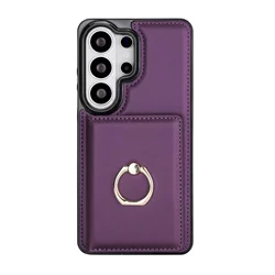 Premium Wallet Case with Card Holder and 360° Rotating Kickstand - Galaxy S26 Ultra (Deep Purple)