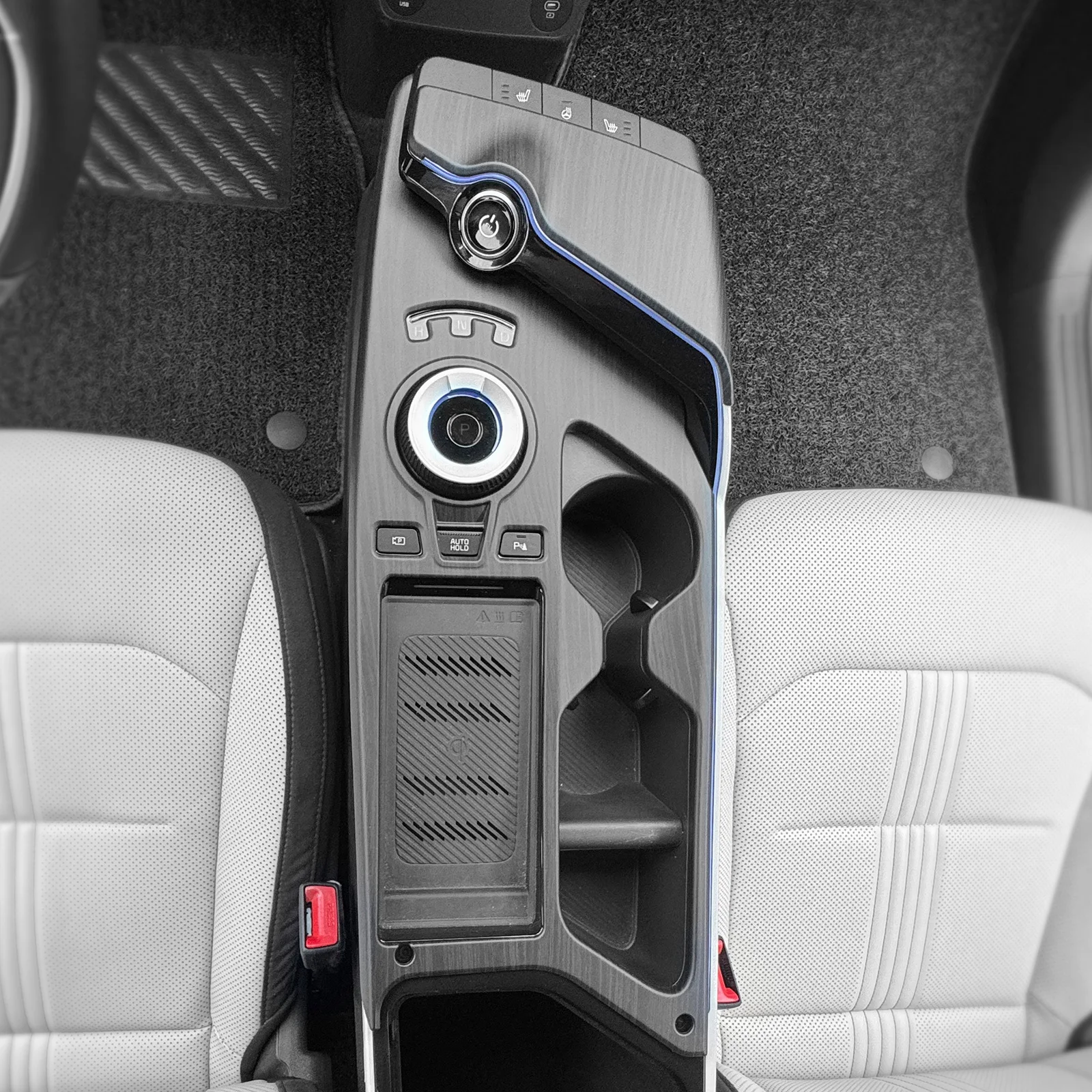 FUEISOF Auto Fensterheber Cover Für Kia EV6 2021-2024 - Holzmaserung Design