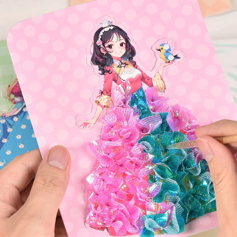 Princess Creative Puzzle Puncture Painting Poke Art DIY Toys Craft Kit