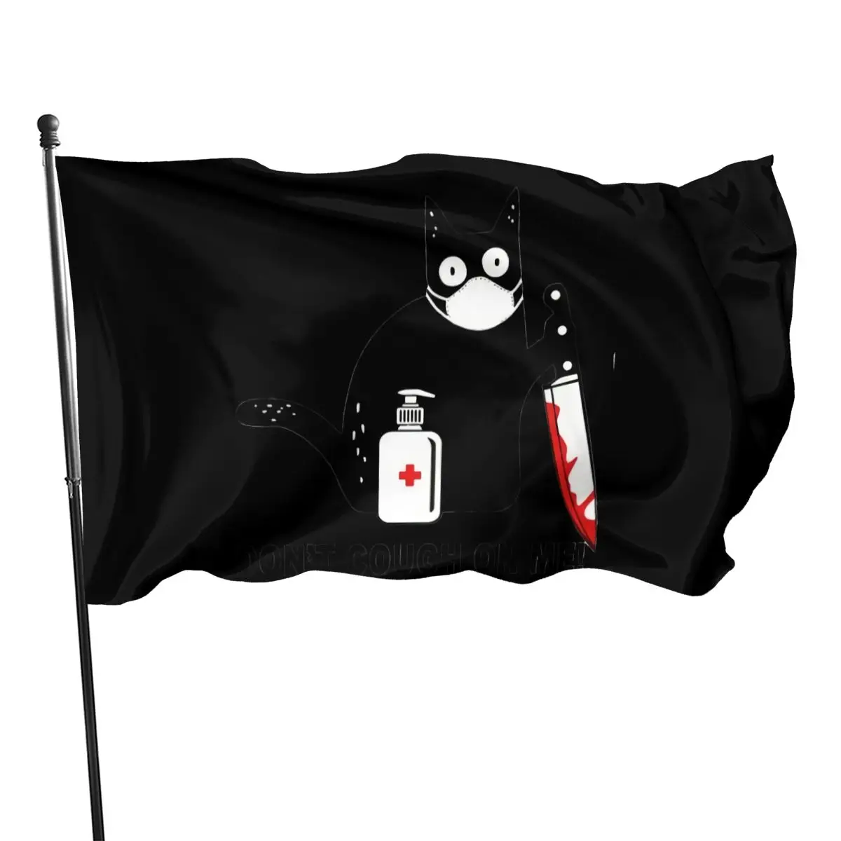 

Flag Social Distancing Quarantine Black Cat Knife Dont Cough on Me Cotton Unisex Interested Pictures Flag