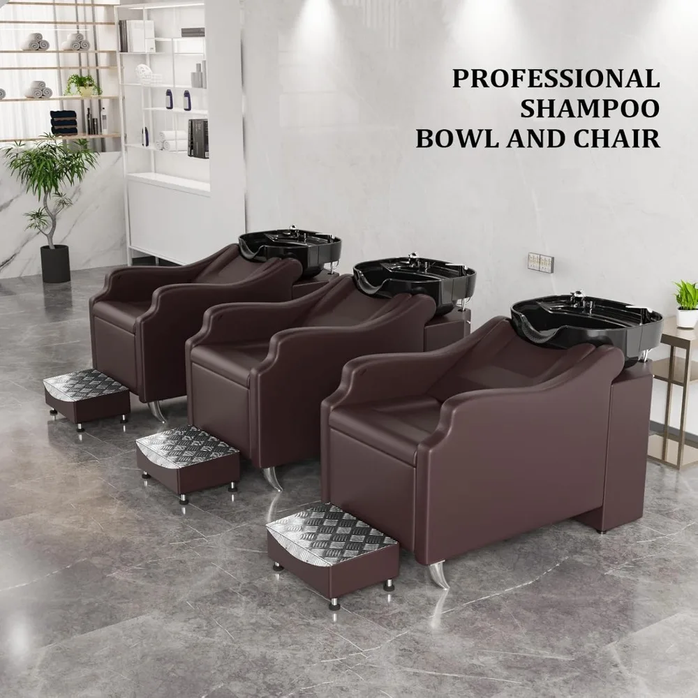 Description Picture 4 of itemShampoo Bowl and Chair,Hair Wash Chair Shampoo Station Deep Ceramic Sink,Backwash Barber Chair Shampoo Unit Beauty Barbershop