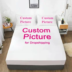 Personalized Photo Fitted Sheet with Pillowcases - Custom Home Decor Bedding - 92x 190cm1 pcs sheet (Custom picture)