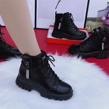 Shoes 2023 Fashion Winter Warm Women Black Casual Shoes Plus Velvet All-Match Sneakers Thick-Soled Cotton Boots 1