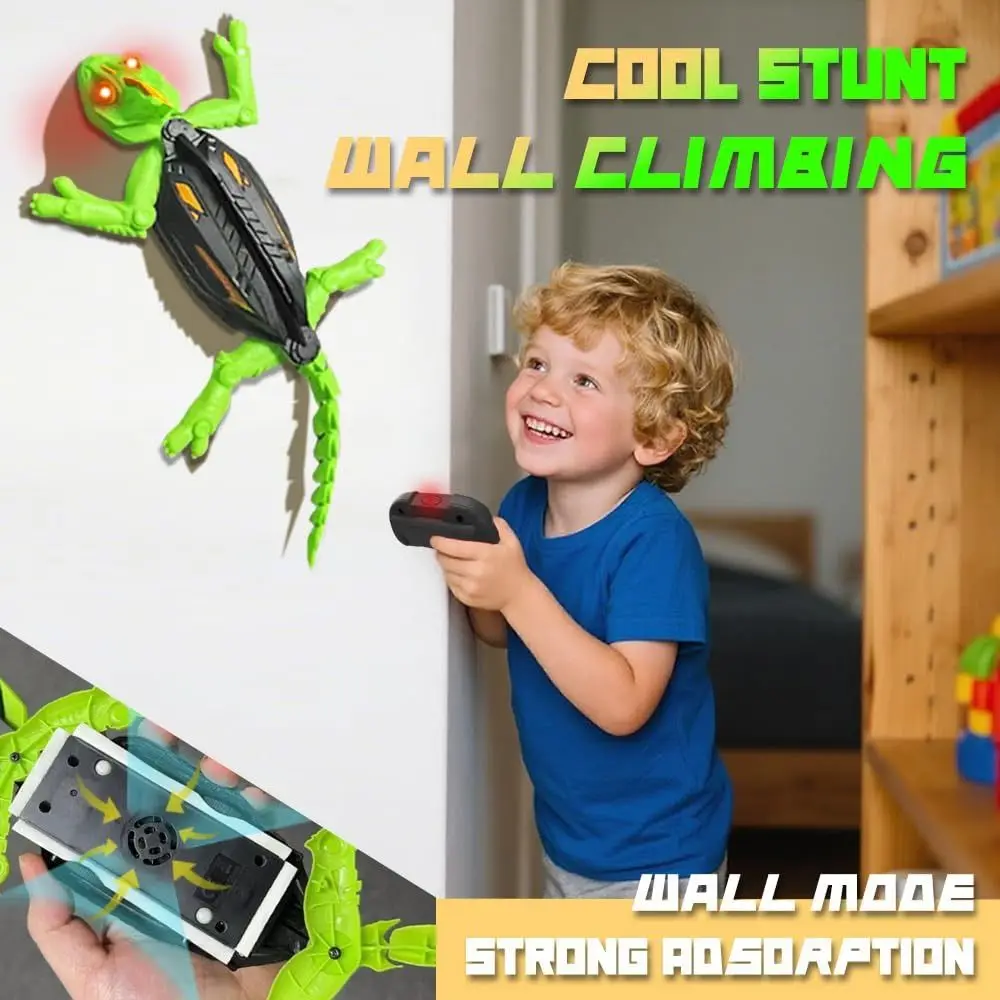 New Rechargeable Wall Climbing RC Lizard Realistic Remote Control Climber Gecko Robot LED Eyes Cockroach Spider For