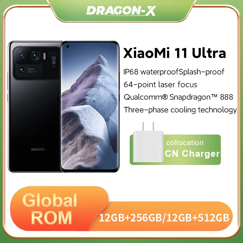 Xiaomi Mi 11 Ultra Global Rom Smartphone 12GB 256GB/512GB Snapdragon 888  Octa Core 2K AMOLED 120Hz 50MP Camera 5000mAh