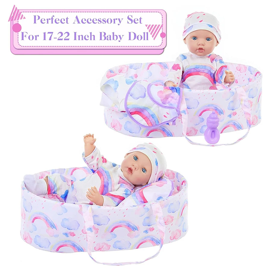 Fashion Doll Care Accessory Set for 14-18 Inch Baby Doll Outfit with Carrier, Pacifier, Bath Towel - 3