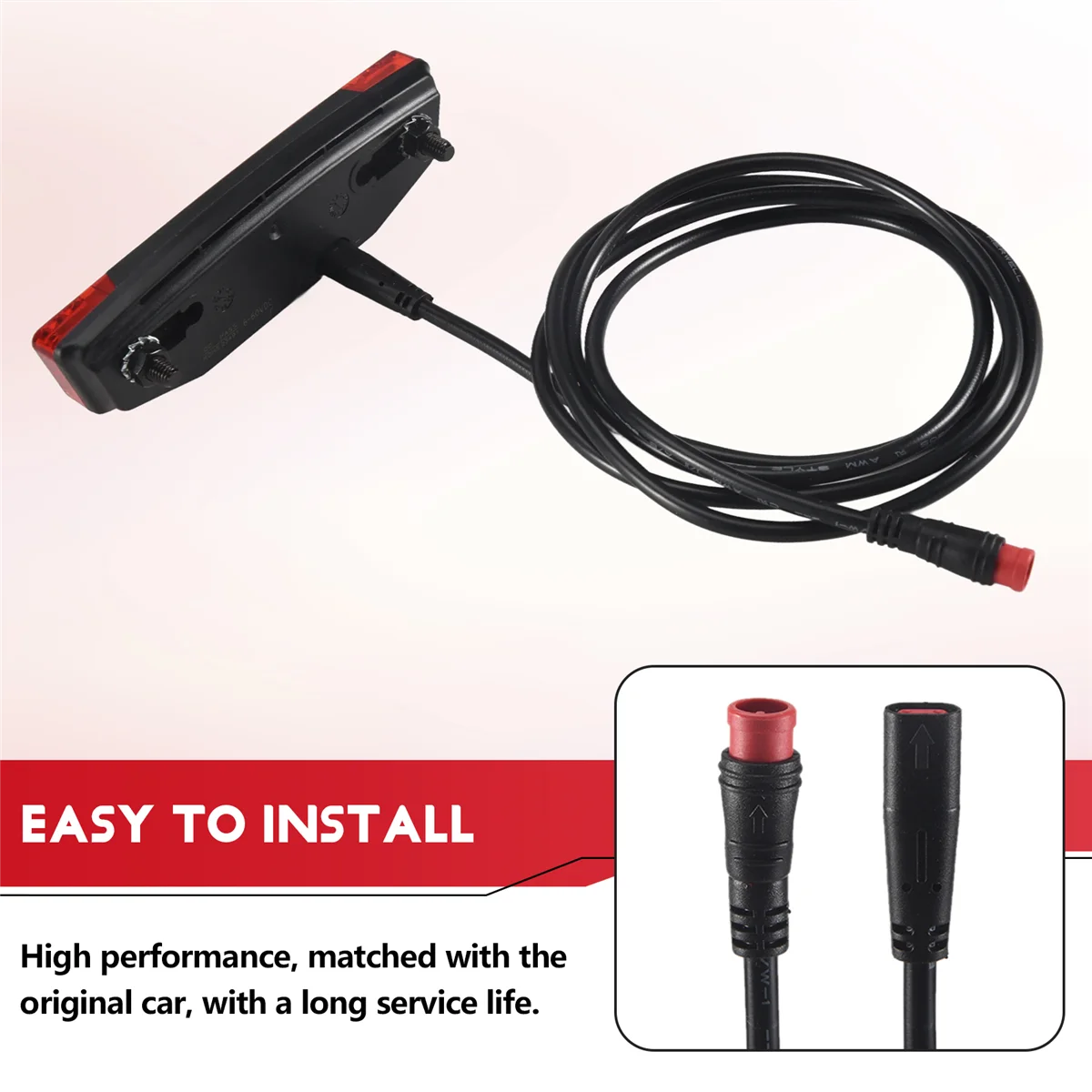 6V-60V Electric Bike Rear Light/Tail Light LED Warning Rear Lamp for E-Scooter Ebike Taillights Waterproof Connector G