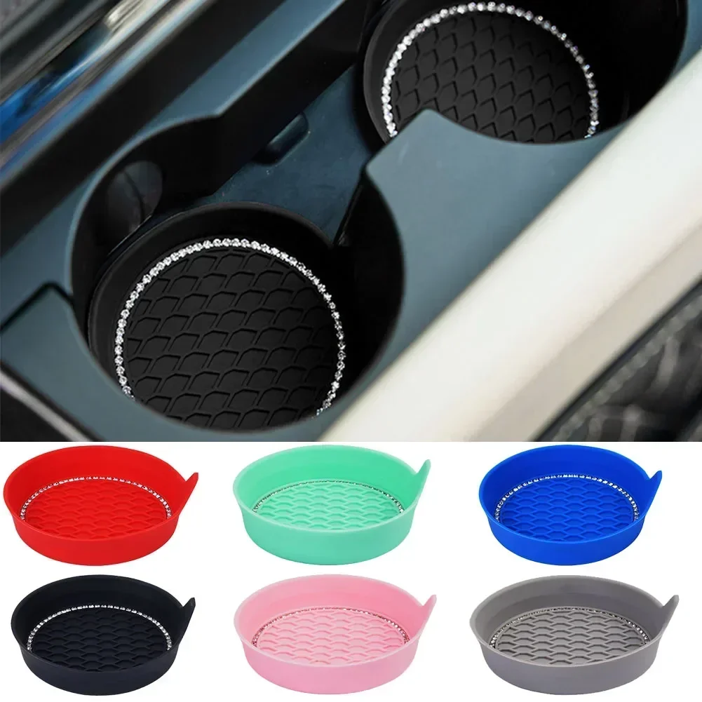 Universal Silicone Mat Non-Slip Car Coaster For Car Water Cup Auto Anti-Slip Cup Pad Drink Holder Mat Decoration Accessories cup holder coasters car coaster pads