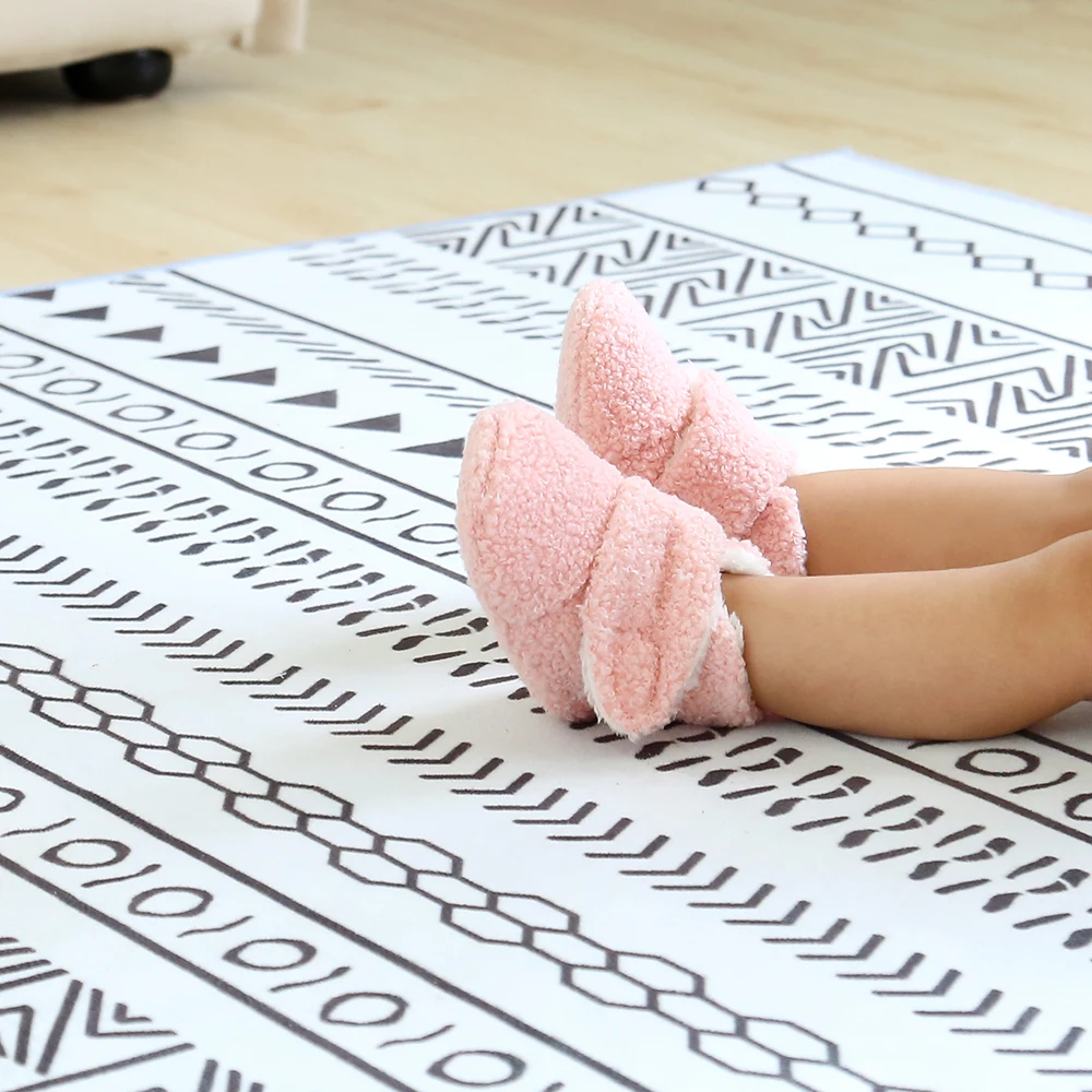 Infant Baby Boy Girl Cozy Fleece Bootie Newborn Stay On Slipper Winter Warm Gripper Non-Slip Crib Shoes 5