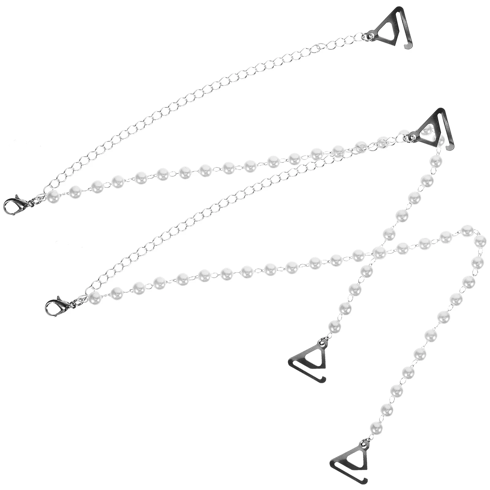 

2 Pcs Pearl Metal Strap for Dress Accessories Shoulder Straps Dresses Invisible