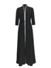 ZZ156 2024 Spring and Autumn Slim Fit Fashion V-Neck Seven-Sleeve Dress Cardigan Temperament Flare Long Dress Coat 4