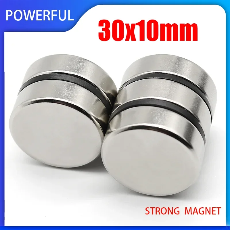 10 x Magnete da ufficio rotondo 30 x 8mm neodimio con cappuccio in plastica - bianco - tiene 2,7 kg - 10 pezzi - Calamite potenti per Lavagna magnetica