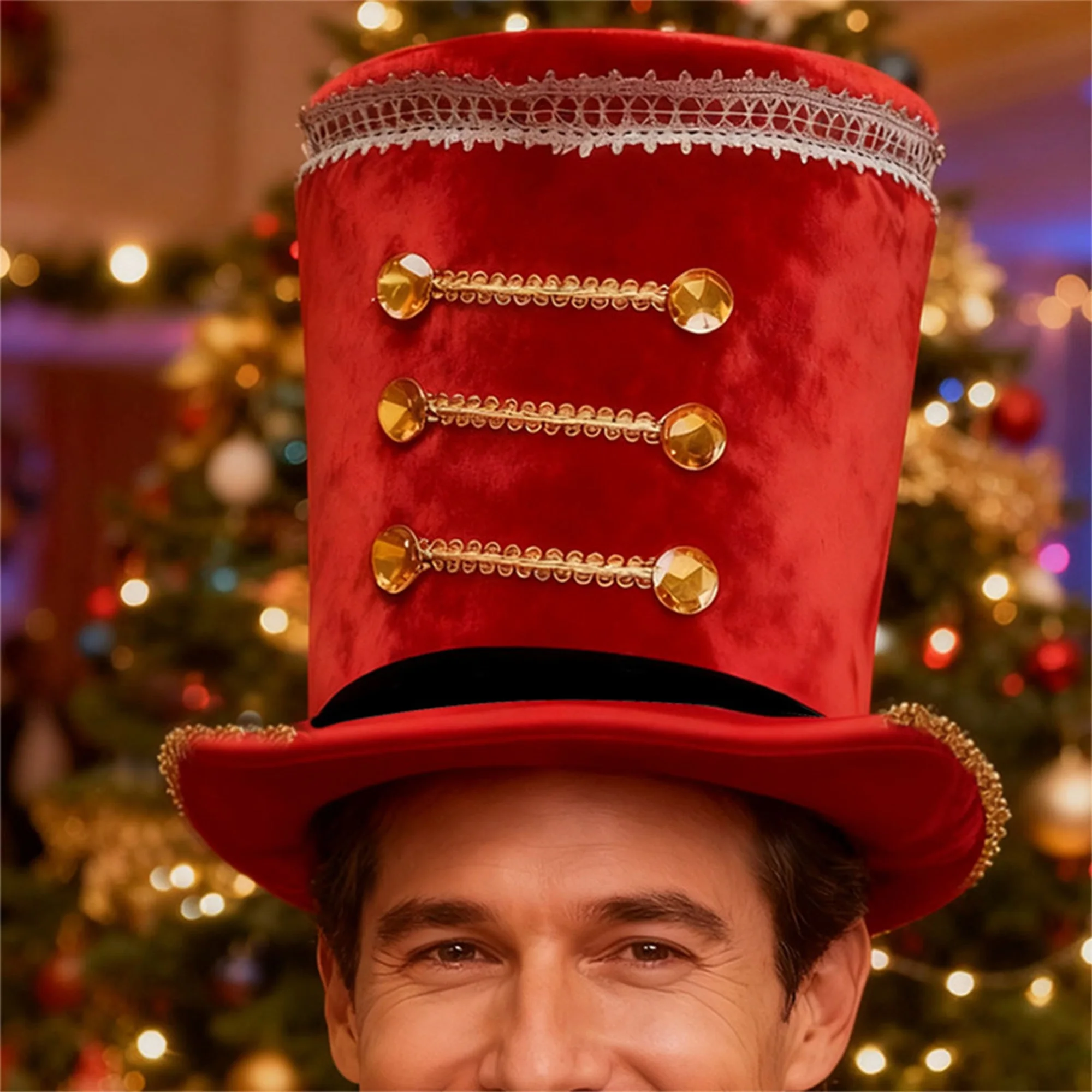 Women Men Halloween Witch Hat Retro Stylish Fedora Hat for Costume Party Dress Up with Black Lace Trim and Buckle