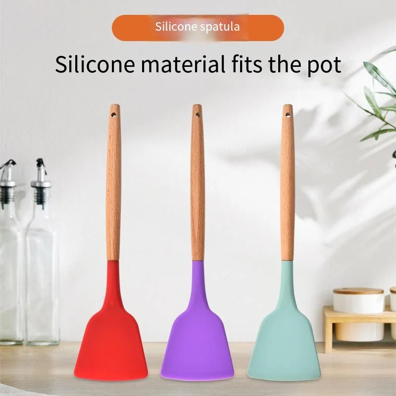 Silicone Non-Stick Cooking Utensil Set with Spatula and Pizza Shovel