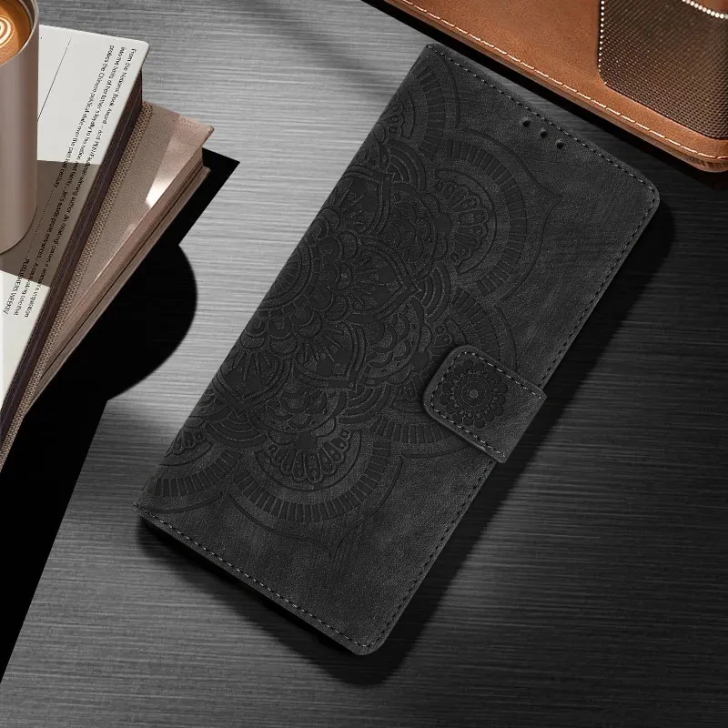 Mandala-Blumen Leder-Brieftaschenhülle mit Standfunktion für Samsung Galaxy S26 S25 Edge S24 S23 S22 S21 S20 Plus Ultra FE – Detail 3