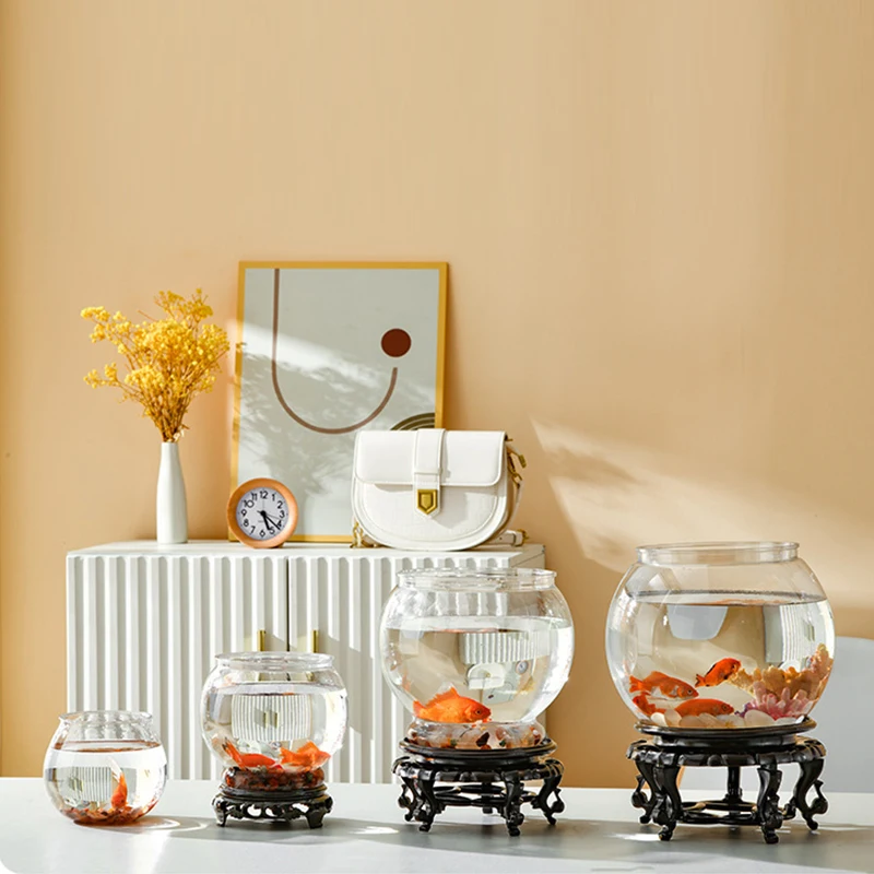 Portable Round Fish Bowl Small Aquariums fish aquarium For Small Ornamental Fish And Reptiles High Transparency Glass Good View PET Material