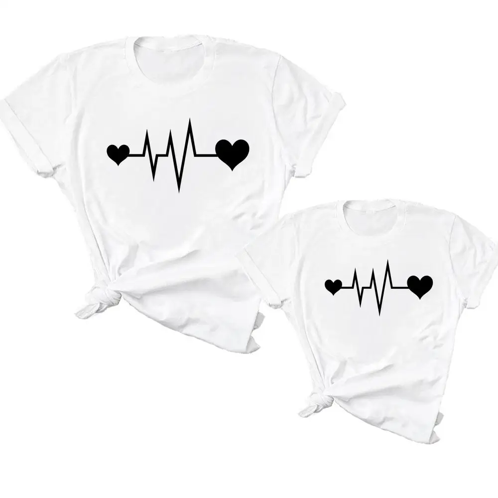 

Women Kid Child Summer Mom Mama Girl Mother T Tee T-shirt Clothes O-neck Clothing Love Heart Cute 90s Family Matching Outfits