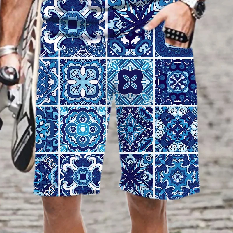 Harajuku 3D Ethnic Exotic Patterns Printed Beach Shorts Men Summer Vintage Swim Pants Fashion Streetwear Cool Trunk Board Shorts 5
