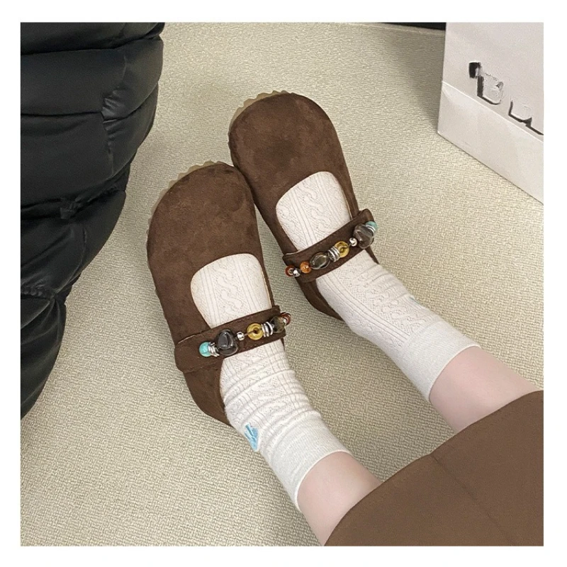 Women Mary Jane Shoes Autumn New Vintage Round Toe Comfort Outdoor Non Slip Flats Lightweight Luxury Soft Sole Casual Shoes