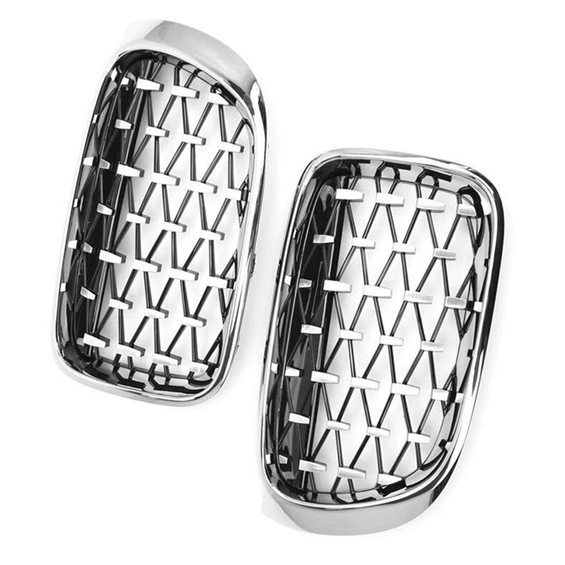 

2PCS Kit Front Kidney Grilles Diamond Meteor Style Chrome Fits For BMW X3 X4 F25 F26 14-18 Car Parts