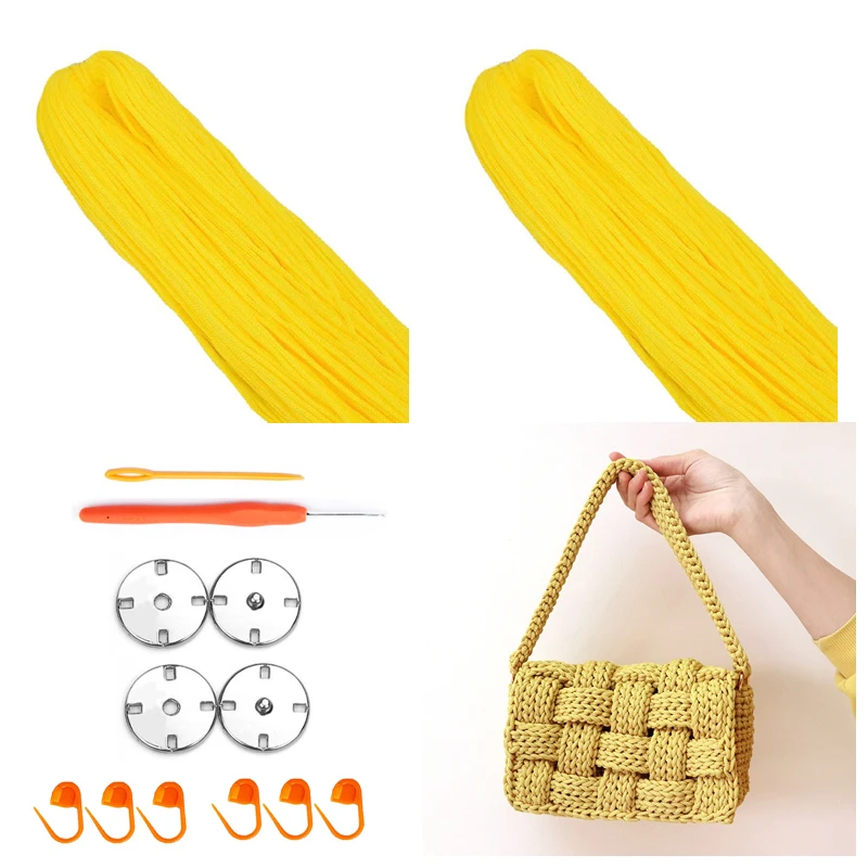 Set Materiale Per Borsa All'Uncinetto Con Girasole - Fili Acrilici Multicolore Per Lavori Manuali Creativi - 4