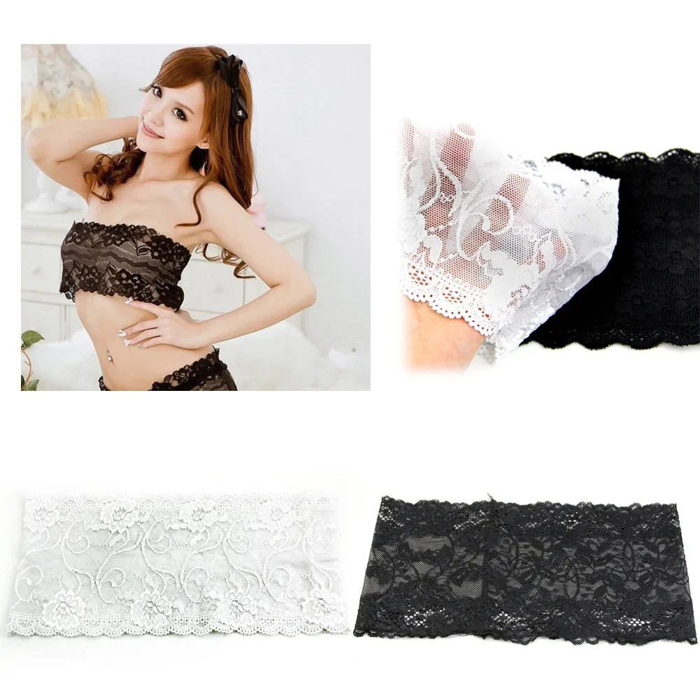 Sexy Lady Lace Stretch Boob Tube Top Women Girls Soft Strapless Bandeau Bra New